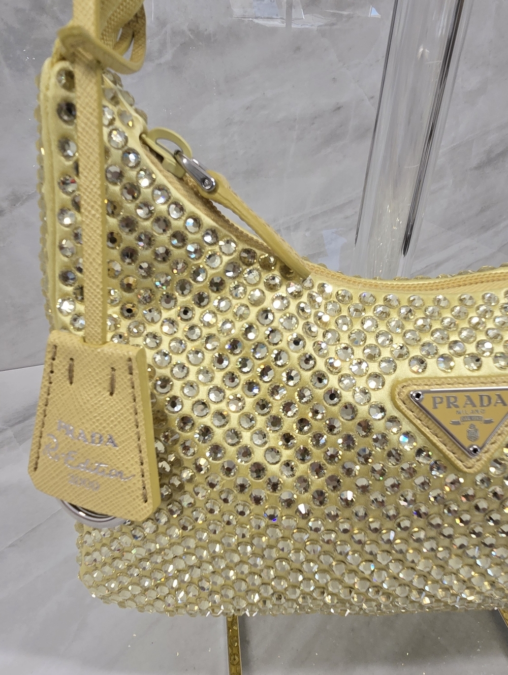 Prada Yellow Crystal-Embellished Shoulder Bag - Picture 3 of 14